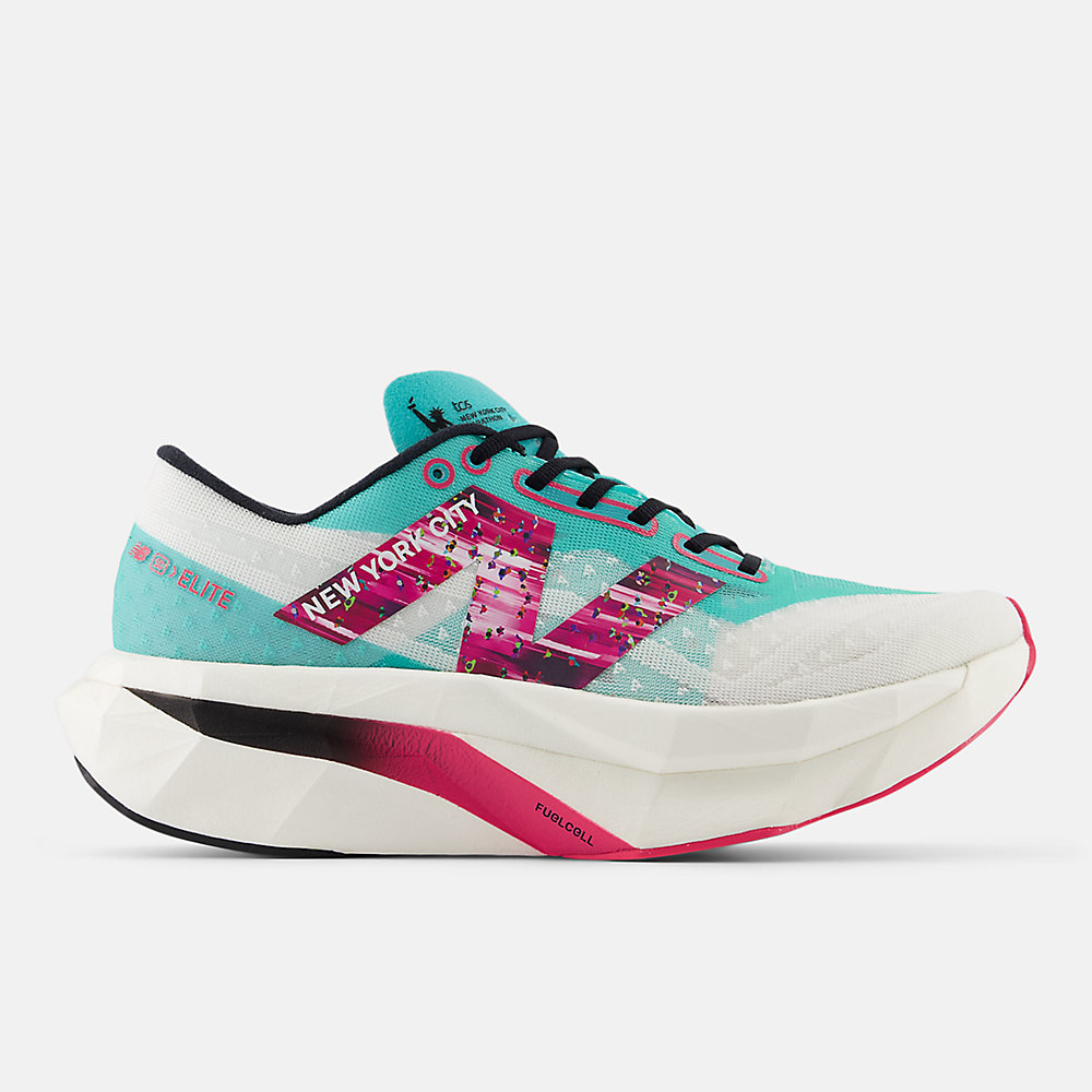 New Balance TCS NYC Marathon&reg; FuelCell SuperComp Elite v4 Shoes Cyber Jade with White and Hi-pink